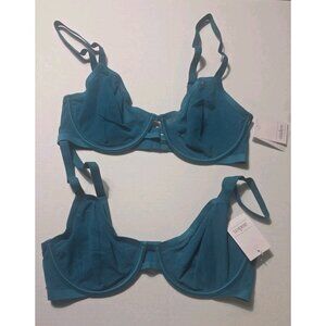 Auden 34C Teal Underwire Bra 2 Pack NWT Smooth Lightweight Support. HL428